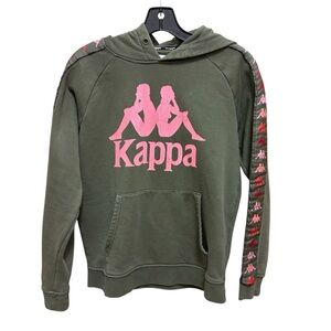 Kappa Olive Hoodie with Red and Pink Accents